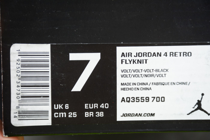 air jordan 4 flyknit volt aq3559-700