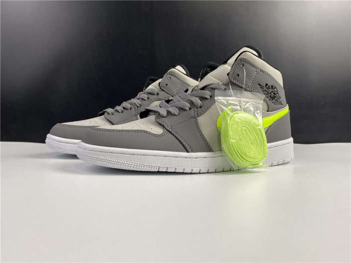 AIR JORDAN 1 MID NEON YELLOW SWOOSHES 554724-072