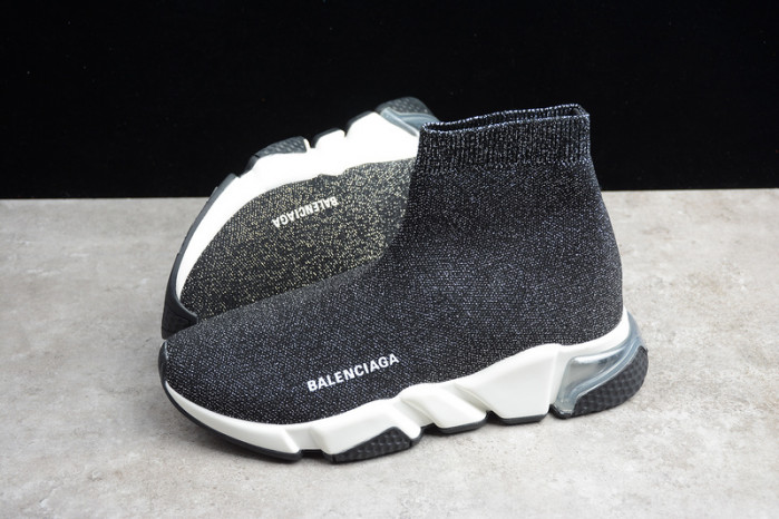 Ba*len*cia*ga speed trainer sneakers black sliver wt-9033