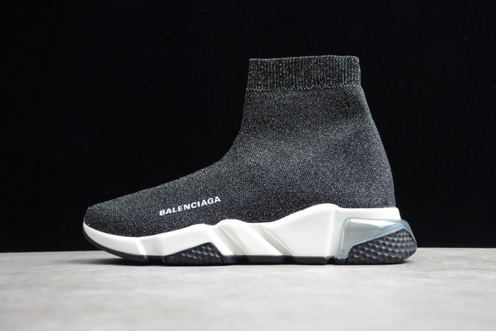 Ba*len*cia*ga speed trainer sneakers black sliver wt-9033