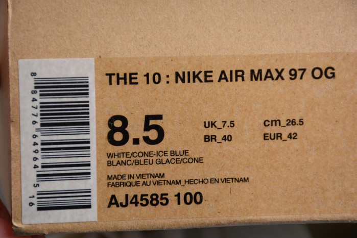 ow x air max 97 white aj4585- 100